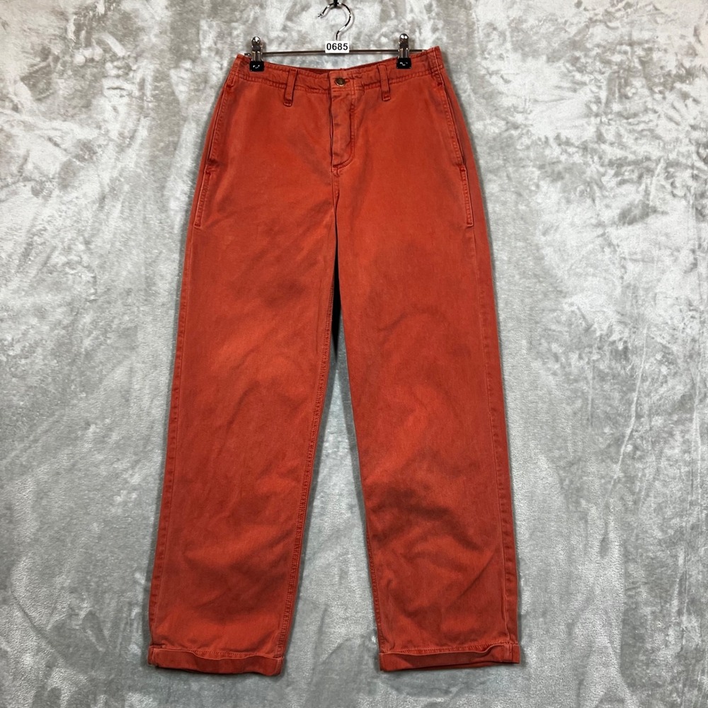 Free People Pants Women's 25 Rust/Orange Button Fly Cuffed Hem‎ Casual Twill